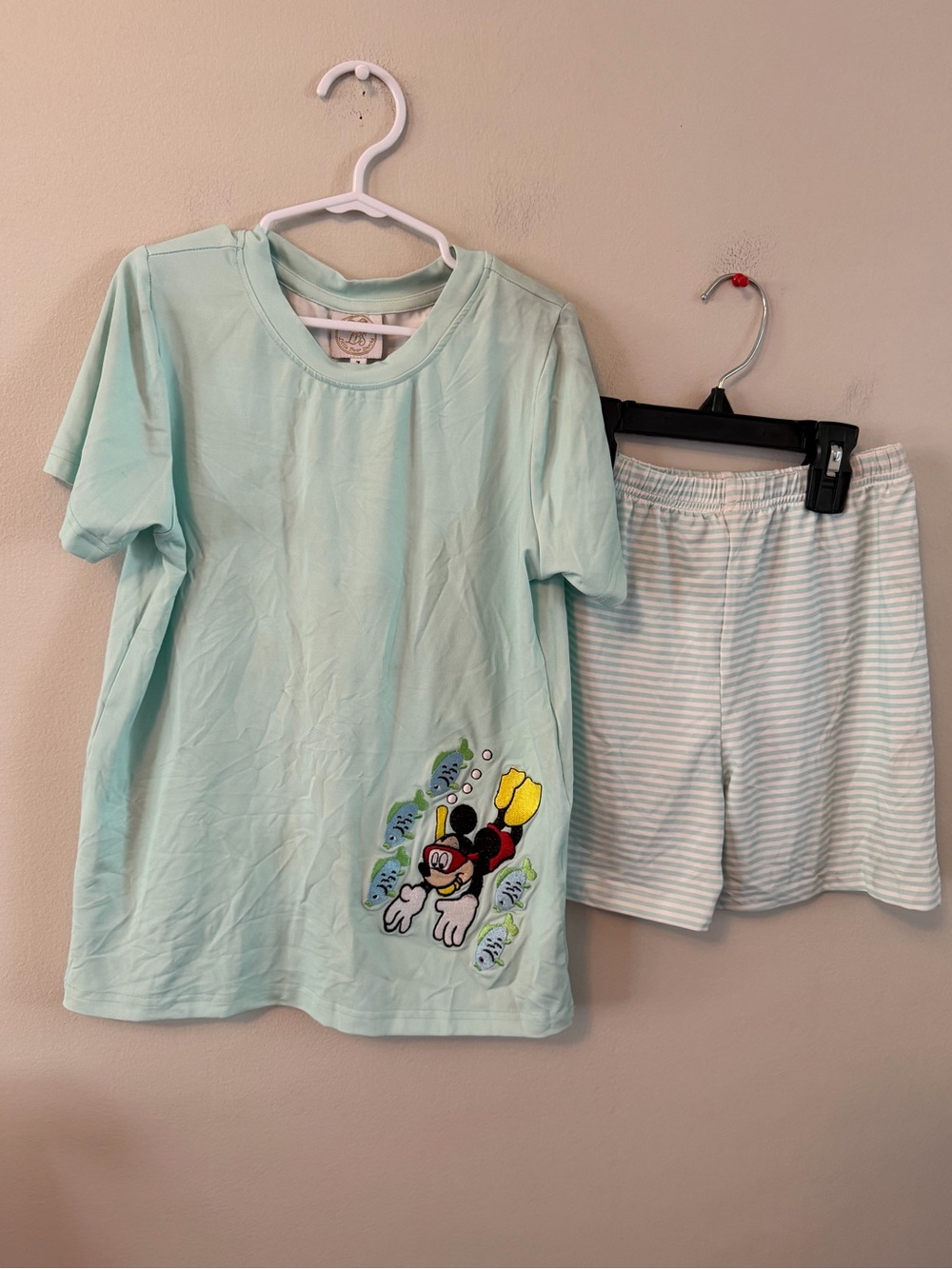 Little Bear Smocks Mickey Mouse Light Aqua Outfit
